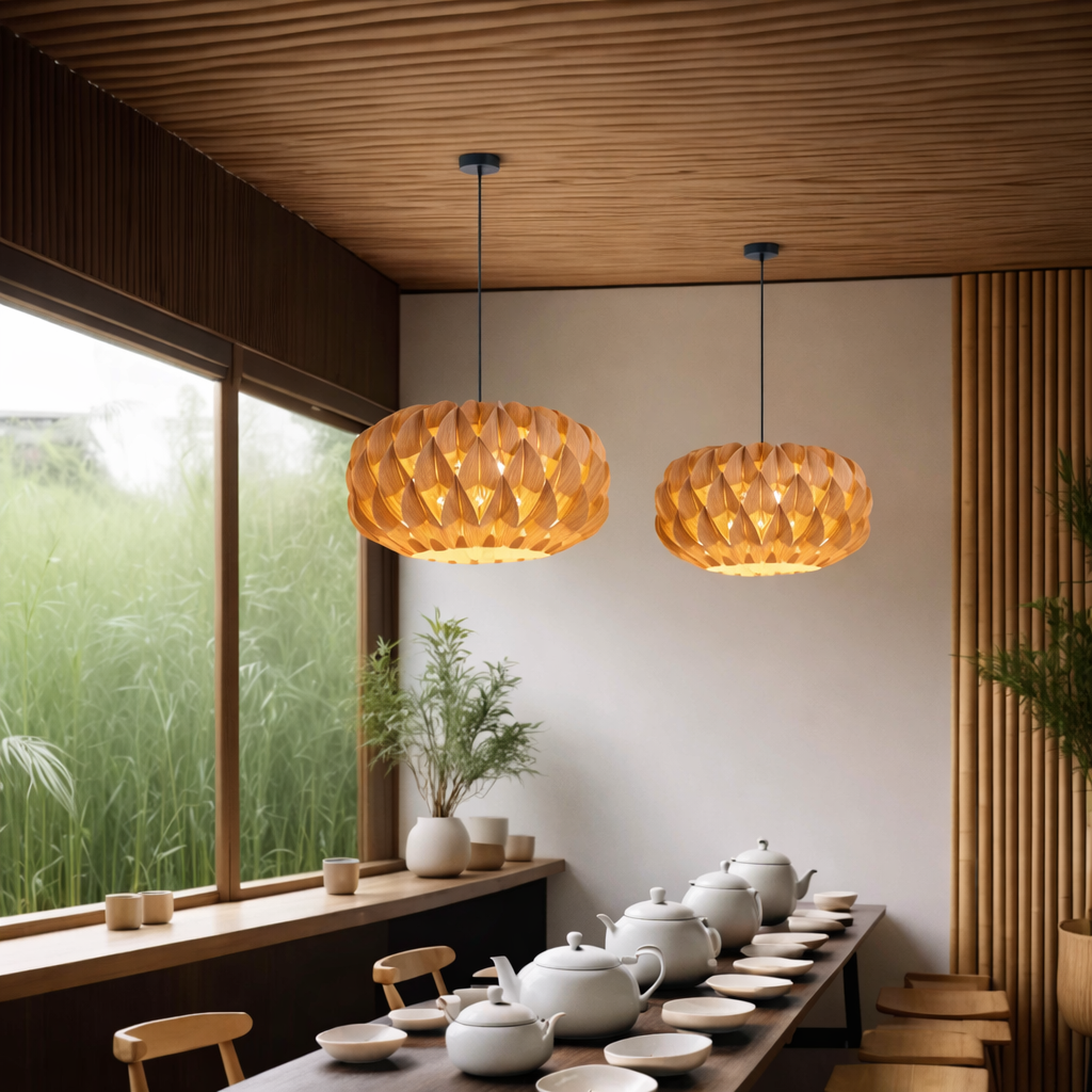 Aurora Bloom Wooden Pendant Light