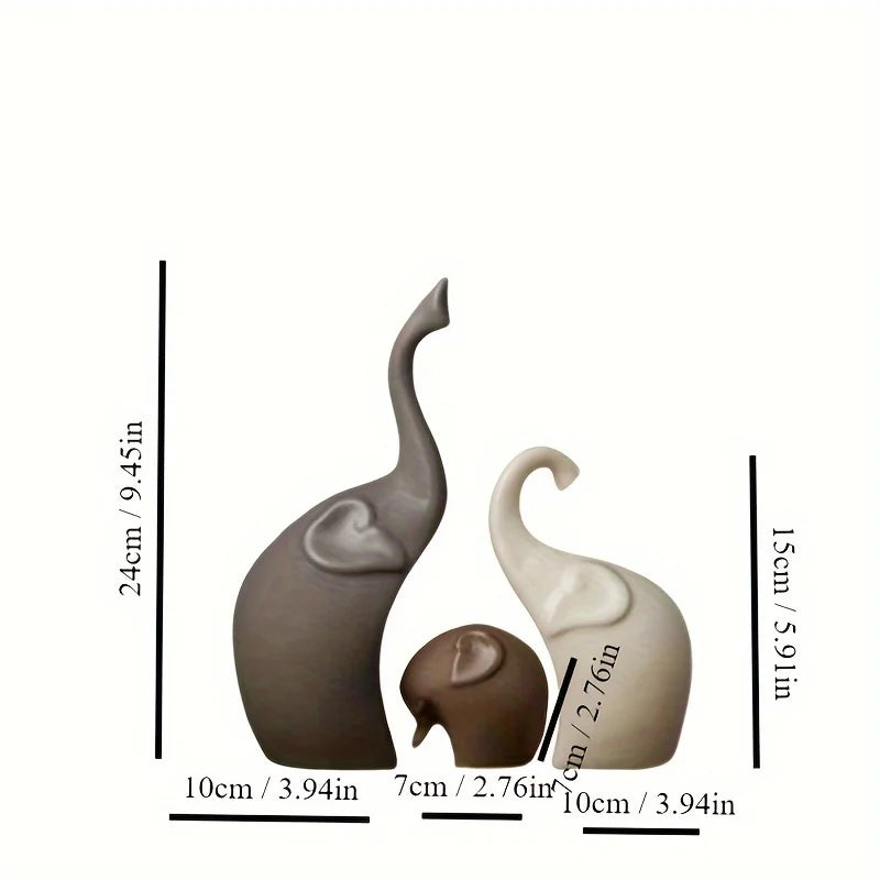 Ceramic Elephant Family Sculpture