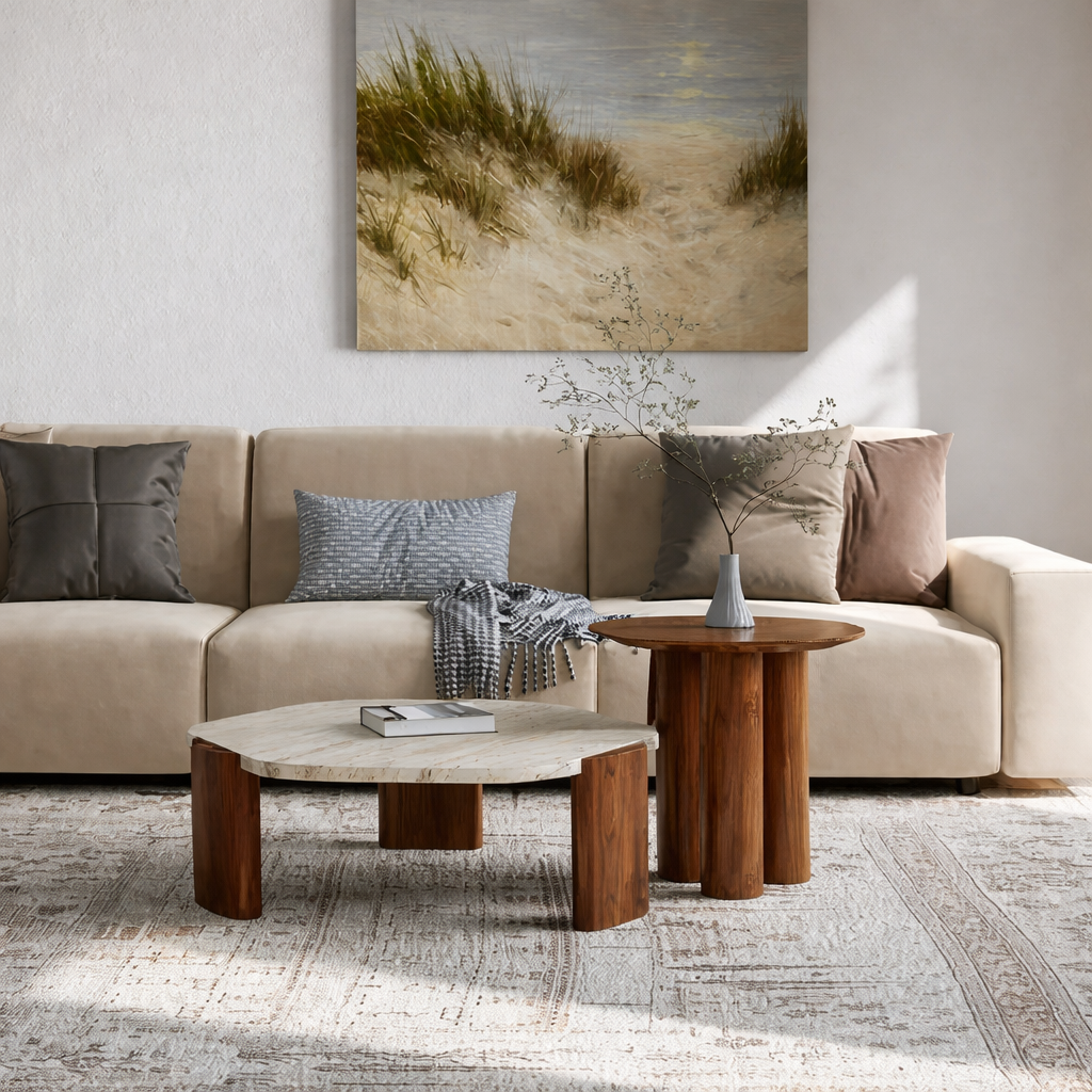 Lunara Travertine Coffee Table