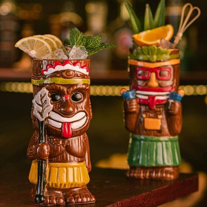 Hawaiian Style Brown Tiki Mug