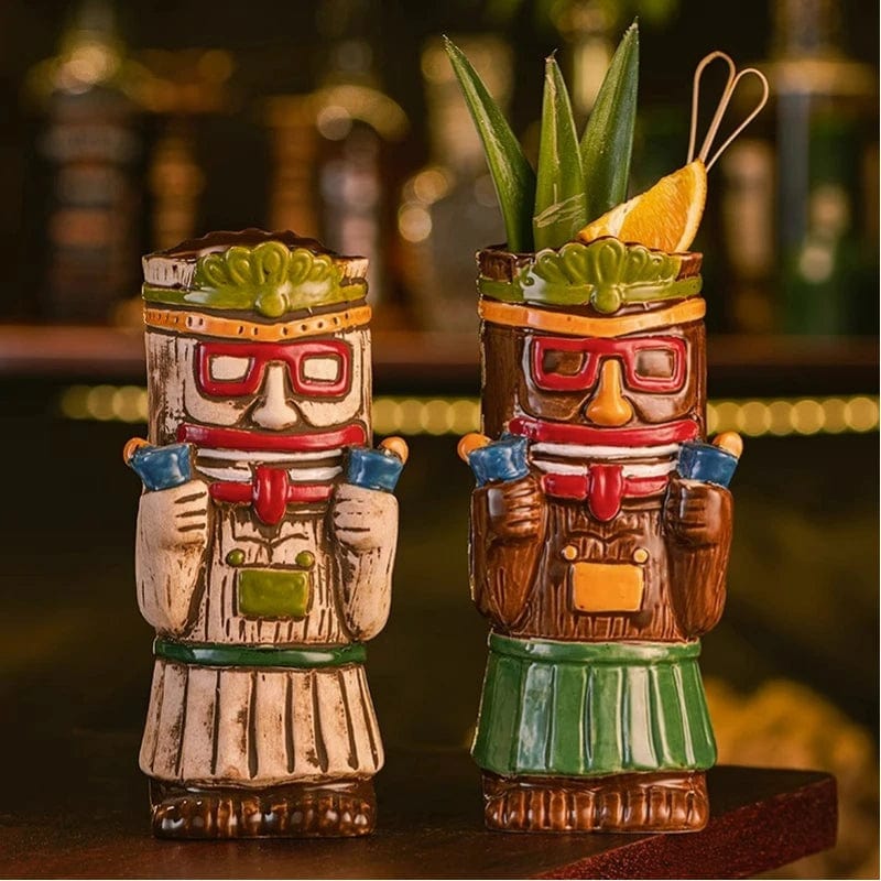 Hawaiian Style Brown Tiki Mug